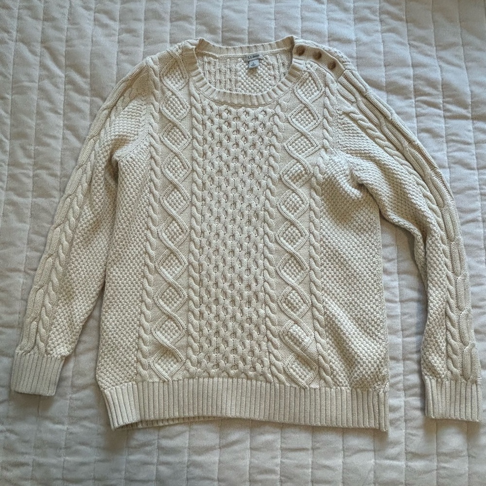 L.L.Bean Cream Cable Knit Sweater